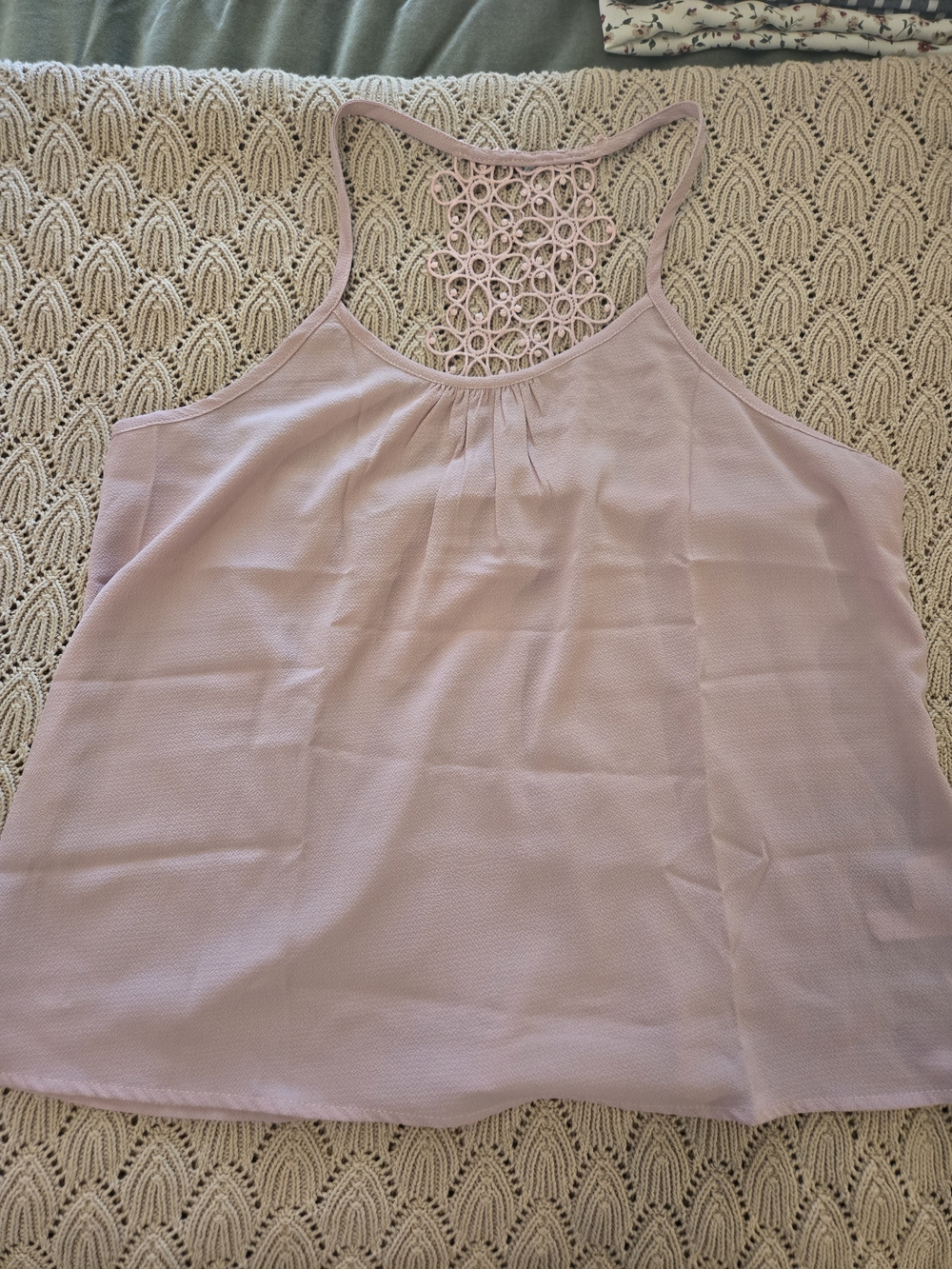 SHEIN Light Mauve Crochet-Back Cami